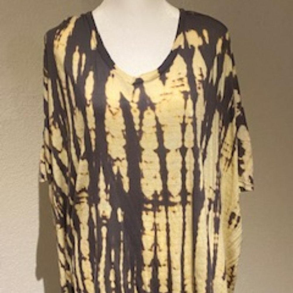 Asymmetrical jersey knit tie dye tunic
